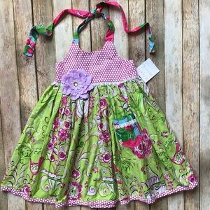 NWT Giggle Moon Bird Pocket Halter Dress